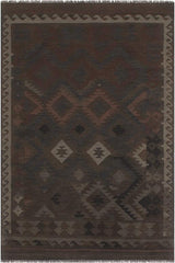 Flat Weave Kilim Antique Navaho Vintage handmade Geometric Kilim Brown Blue Hand-Woven Rectangle 100% Wool Area Rug 6x10