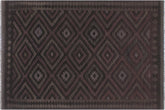 handmade Modern Kilim Black Blue Hand-Woven RECTANGLE 100% WOOL area rug 6' x 8'
