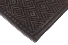 Flat Weave Kilim Antique Navaho Vintage handmade Geometric Kilim Black Blue Hand-Woven Rectangle 100% Wool Area Rug 6x8