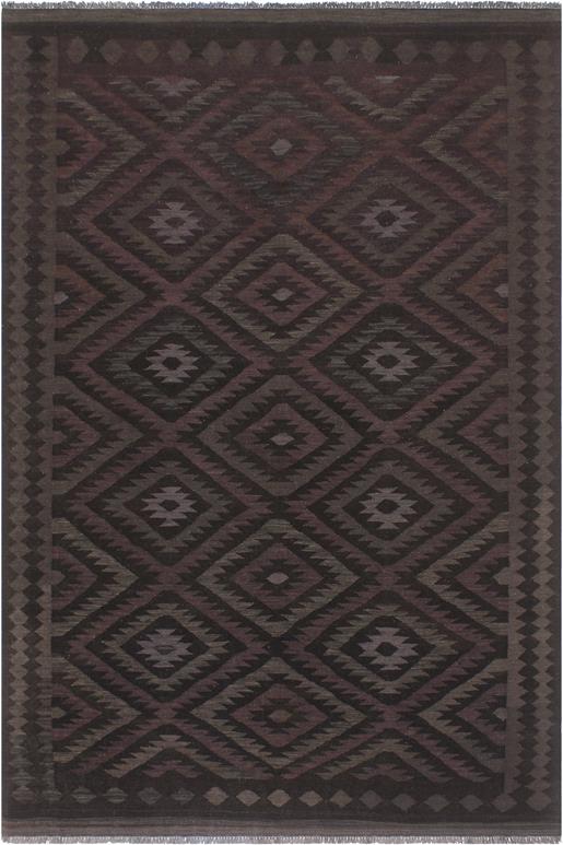 Flat Weave Kilim Antique Navaho Vintage handmade Geometric Kilim Black Blue Hand-Woven Rectangle 100% Wool Area Rug 6x8