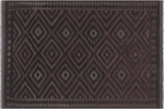 handmade Modern Kilim Black Blue Hand-Woven RECTANGLE 100% WOOL area rug 6' x 8'