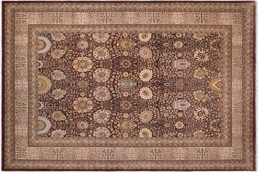 handmade Traditional Veg Dye Brown Tan Hand Knotted RECTANGLE 100% WOOL area rug 10' x 14'