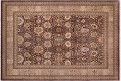 handmade Traditional Veg Dye Brown Tan Hand Knotted RECTANGLE 100% WOOL area rug 10' x 14'