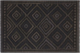 handmade Modern Kilim Black Blue Hand-Woven RECTANGLE 100% WOOL area rug 6' x 8'