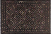 handmade Modern Kilim Black Brown Hand-Woven RECTANGLE 100% WOOL area rug 5' x 8'