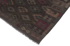 handmade Modern Kilim Charcoal Brown Hand-Woven RECTANGLE 100% WOOL area rug 6' x 8'