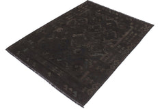 handmade Modern Kilim Black Blue Hand-Woven RECTANGLE 100% WOOL area rug 6' x 8'