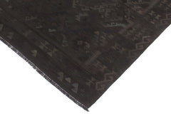 Flat Weave Kilim Antique Navaho Vintage handmade Geometric Kilim Black Blue Hand-Woven Rectangle 100% Wool Area Rug 6x8