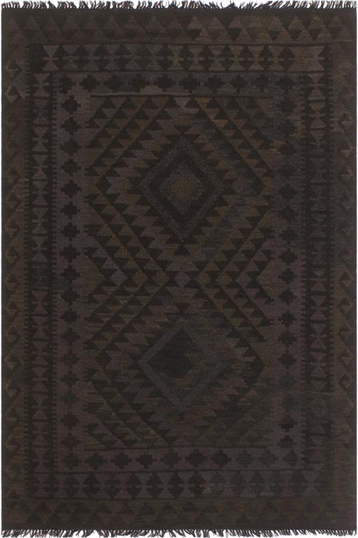 Flat Weave Kilim Antique Navaho Vintage handmade Geometric Kilim Black Blue Hand-Woven Rectangle 100% Wool Area Rug 5x6