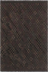 Flat Weave Kilim Antique Navaho Vintage handmade Modern Kilim Black Brown Hand-Woven Rectangle 100% Wool Area Rug 5x7