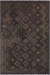 Flat Weave Kilim Antique Navaho Vintage handmade Geometric Kilim Purple Green Hand-Woven Rectangle 100% Wool Area Rug 6x10