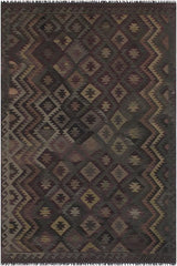 Flat Weave Kilim Antique Navaho Vintage handmade Geometric Kilim Purple Green Hand-Woven Rectangle 100% Wool Area Rug 6x10