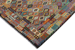 handmade Geometric Kilim Rust Brown Hand-Woven RECTANGLE 100% WOOL area rug 10 x 13
