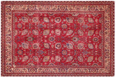 handmade Vintage Antique Red Beige Hand Knotted RECTANGLE 100% WOOL area rug 10' x 13'