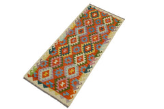 Flat Weave Kilim Antique Navaho Vintage handmade Geometric Kilim Rust Beige Hand-Woven Runner 100% Wool Area Rug 3x6