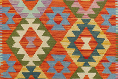 Flat Weave Kilim Antique Navaho Vintage handmade Geometric Kilim Rust Beige Hand-Woven Runner 100% Wool Area Rug 3x6