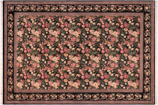 handmade Transitional David Black Red Hand Knotted RECTANGLE 100% WOOL area rug 10x14