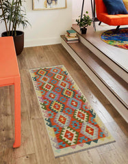 Flat Weave Kilim Antique Navaho Vintage handmade Geometric Kilim Rust Beige Hand-Woven Runner 100% Wool Area Rug 3x6