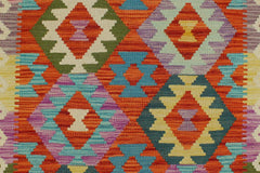 Flat Weave Kilim Antique Navaho Vintage handmade Geometric Kilim Rust Beige Hand-Woven Runner 100% Wool Area Rug 3x6