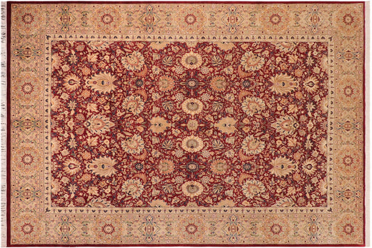 handmade Traditional Lahore Red Beige Hand Knotted RECTANGLE 100% WOOL area rug 10x15