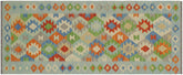 handmade Geometric Kilim Rust Blue Hand-Woven RUNNER 100% WOOL area rug 3 x 6