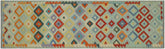 handmade Geometric Kilim Blue Rust Hand-Woven RUNNER 100% WOOL area rug 3 x 10