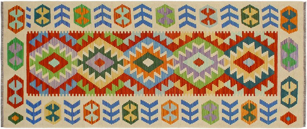 Flat Weave Kilim Antique Navaho Vintage handmade Geometric Kilim Rust Beige Hand-Woven Runner 100% Wool Area Rug 3x7