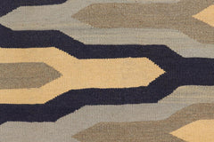 Flat Weave Kilim Antique Navaho Vintage handmade Modern Kilim Blue Gray Hand-Woven Rectangle 100% Wool Area Rug 5x7