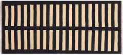 handmade Modern Kilim Black Beige Hand-Woven RUNNER 100% WOOL area rug 3' x 6'