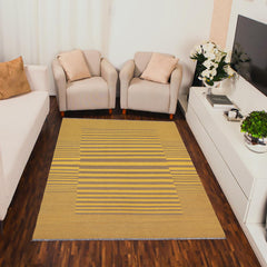 handmade Modern Kilim Yellow Gray Hand-Woven RECTANGLE 100% WOOL area rug 6' x 8'