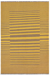 Flat Weave Kilim Antique Navaho Vintage handmade Modern Kilim Yellow Gray Hand-Woven Rectangle 100% Wool Area Rug 6x8