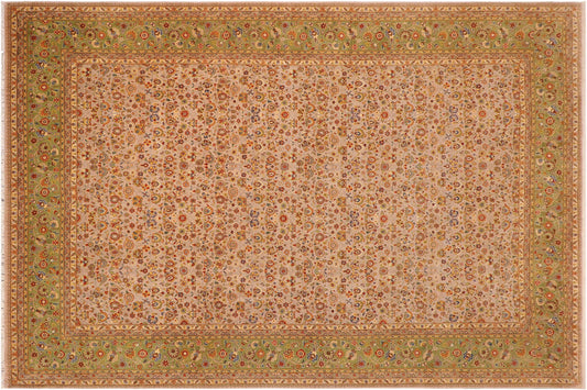 handmade Transitional Veg Dye Lt. Gray Green Hand Knotted RECTANGLE 100% WOOL area rug 10' x 14'