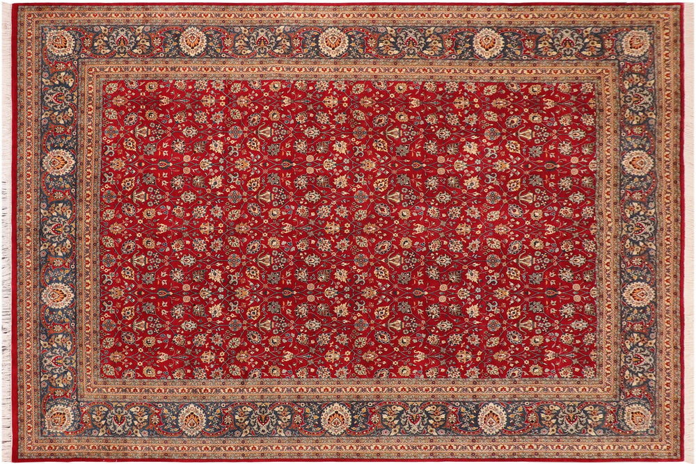 handmade Transitional Regular Red Blue Hand Knotted RECTANGLE 100% WOOL area rug 10x14