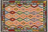 handmade Geometric Kilim Rust Charcoal Hand-Woven RECTANGLE 100% WOOL area rug 5x6