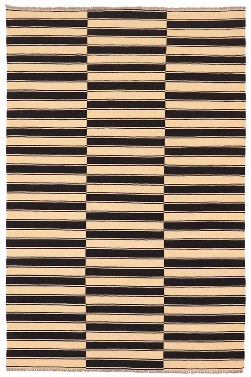 Flat Weave Kilim Antique Navaho Vintage handmade Modern Kilim Beige Black Hand-Woven Rectangle 100% Wool Area Rug 6x8