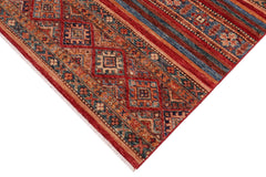 handmade Geometric Kurjean Red Blue Hand Knotted RECTANGLE 100% WOOL area rug 3x4