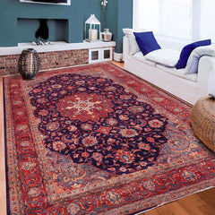 handmade Traditional Kashan Blue Rust Hand Knotted RECTANGLE 100% Wool Pile area rug 6x12