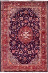 handmade Traditional Kashan Blue Rust Hand Knotted RECTANGLE 100% Wool Pile area rug 6x12