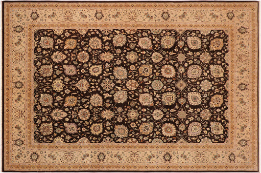 handmade Transitional Design Brown Tan Hand Knotted RECTANGLE 100% WOOL area rug 10' x 14'