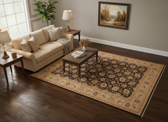 Turkish Knotted Istanbul Dorthy Brown/Tan Wool Rug - 10'4'' x 14'0''