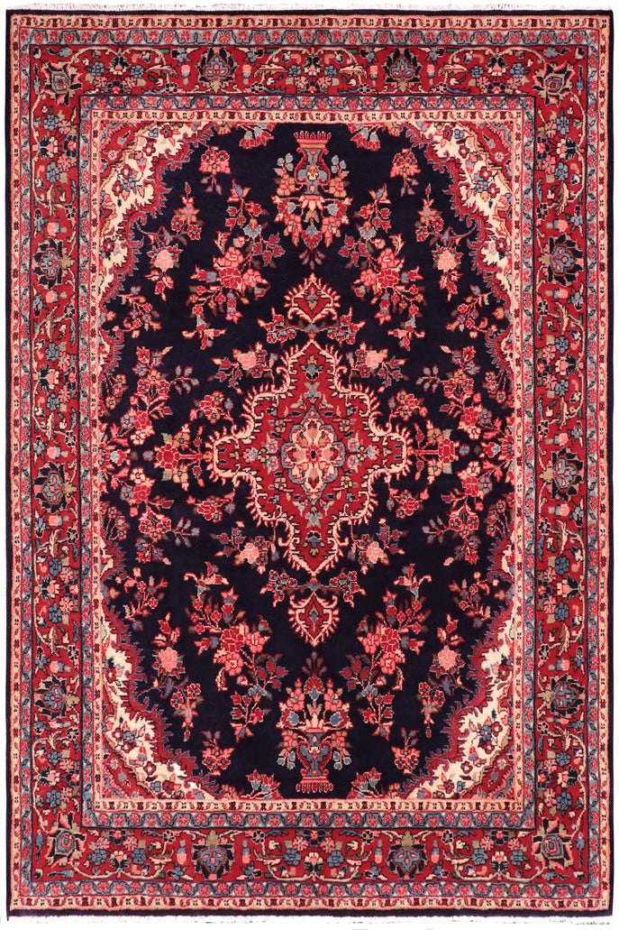 handmade Traditional Tabriz Blue Red Hand Knotted RECTANGLE 100% Wool Pile area rug 7x10