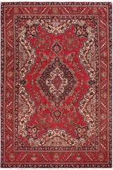 Traditional handmade Persian vintage distressed Red Blue Hand Knotted RECTANGLE 100% WOOL area rug 7 x 11