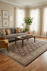 handmade Transitional Design Aubergine Lt. Tan Hand Knotted RECTANGLE 100% WOOL area rug 10' x 14'