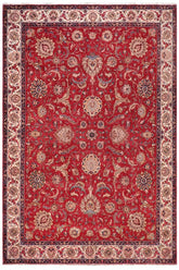 Traditional handmade Persian vintage distressed Red Beige Hand Knotted RECTANGLE 100% WOOL area rug 10 x 13