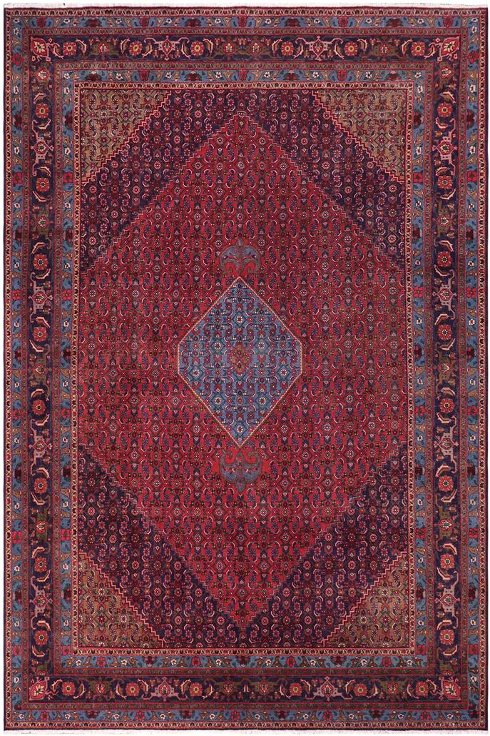 Traditional handmade Persian vintage distressed Red Blue Hand Knotted RECTANGLE 100% WOOL area rug 10 x 13