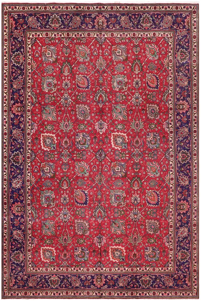 Traditional handmade Persian vintage distressed Red Blue Hand Knotted RECTANGLE 100% WOOL area rug 10 x 15