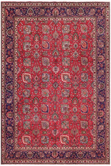 Traditional handmade Persian vintage distressed Red Blue Hand Knotted RECTANGLE 100% WOOL area rug 10 x 15