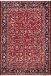 handmade Traditional Tabriz Red Blue Hand Knotted RECTANGLE 100% Wool Pile area rug 10x13