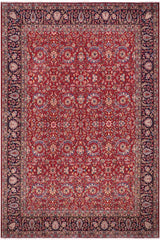 handmade Traditional Tabriz Red Blue Hand Knotted RECTANGLE 100% Wool Pile area rug 10x13