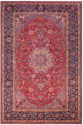 Traditional handmade Persian vintage distressed Red Blue Hand Knotted RECTANGLE 100% WOOL area rug 10 x 13